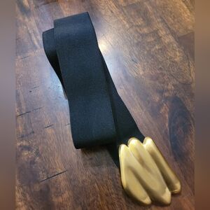 Day- Lor Vintage Black Gold Tone Buckle Regular/Plus Size Women's Belt